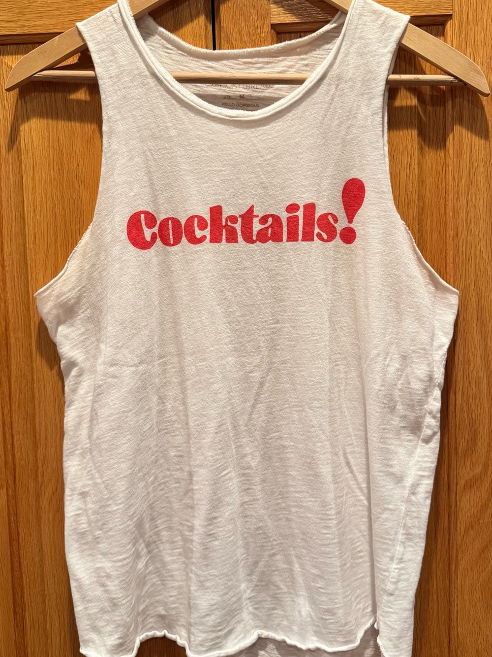 Grayson Threads White Tank Top with Red "Cocktails!" Print